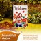 G128 Combo Pack: Garden Flag Stand Black 36 in x 16 in & Garden Flag Fall Decoration Welcome Gnome with Coffee at Harvest 12"x18" Double-Sided Blockout Fabric
